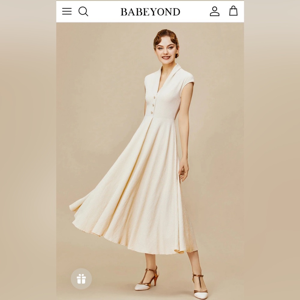 Babeyond Cap Sleeve Shirtwaist V Neck Dress